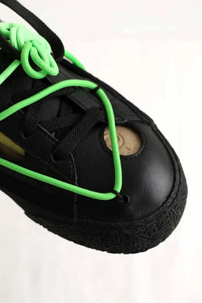 Baskets Nike Off while X nike blazer low black green Noir en Cuir