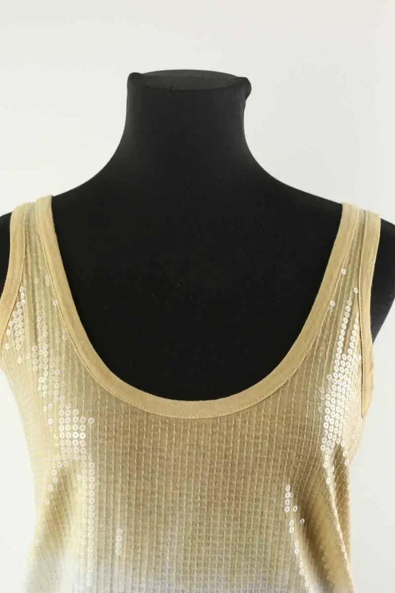 Top sans manche Sandro Jaune en Paillettes