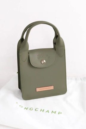Mini sac Longchamp Pilage Kaki en Cuir