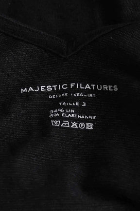 Top sans manche Majestic Filatures Noir en Lin