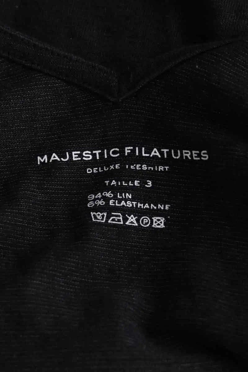 Top sans manche Majestic Filatures Noir en Lin