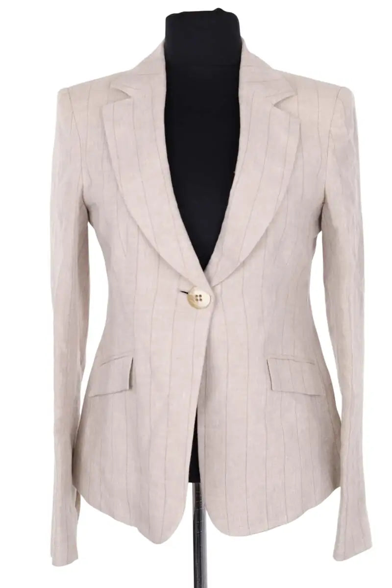 Blazer Giorgio Armani Beige en Lin, taille L - Seconde Main