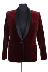Blazer Maison Sarah Lavoine Bordeaux en Coton, taille XS - Seconde Main