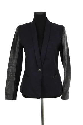 Blazer Maje Marine en Laine, taille S - Seconde Main