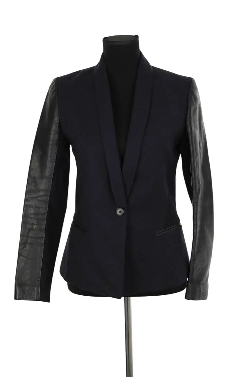 Blazer Maje Marine en Laine, taille S - Seconde Main