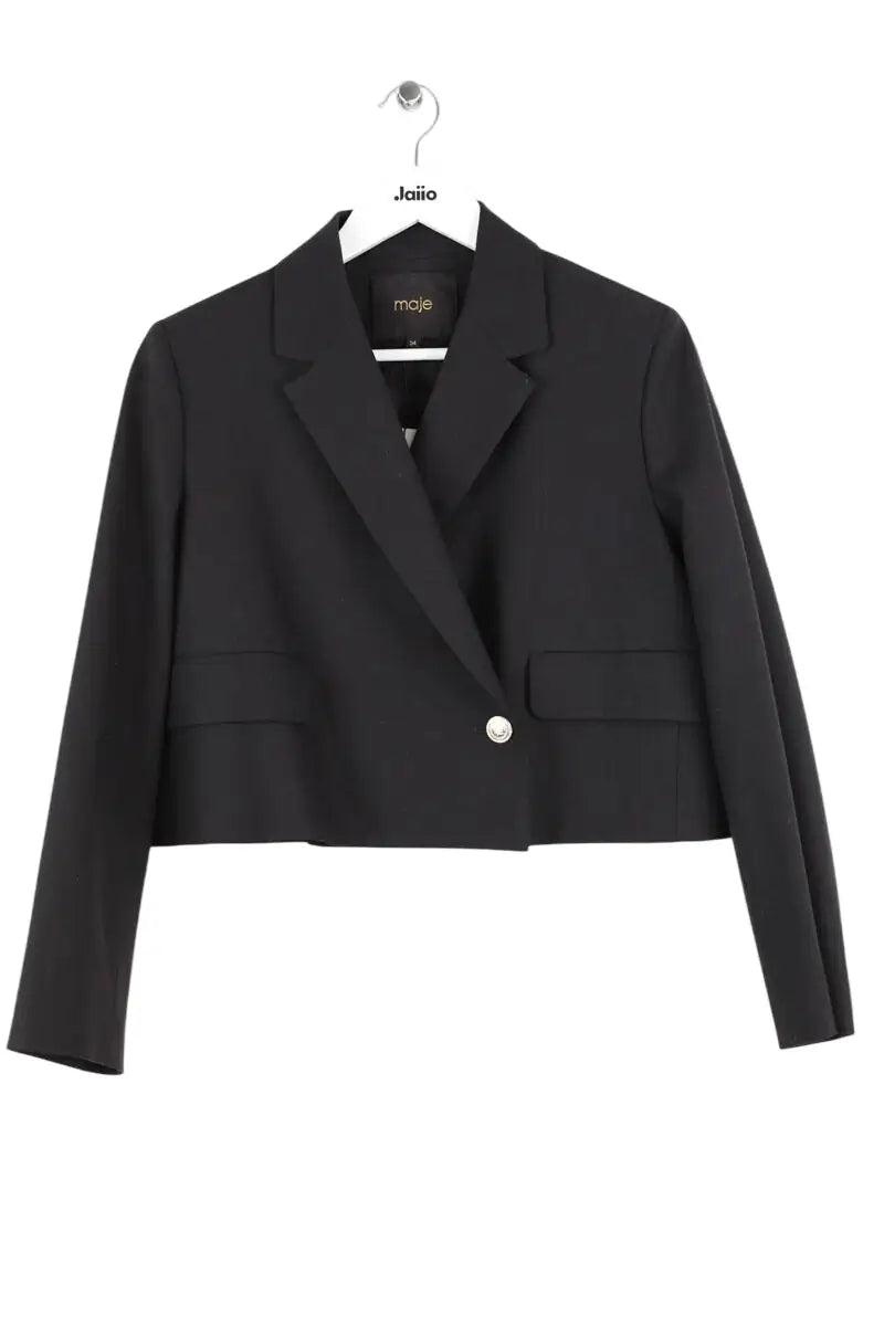Blazer Maje Noir en Synthétique, taille XS - Seconde Main