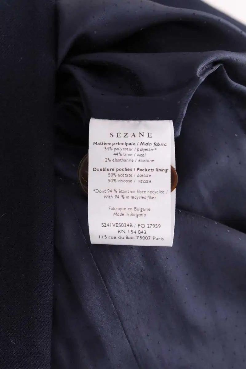 Blazer Sézane Marine en Synthétique