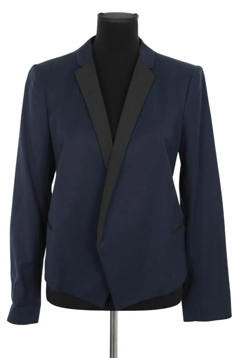Blazer Tara Jarmon Marine en Coton, taille M - Seconde Main