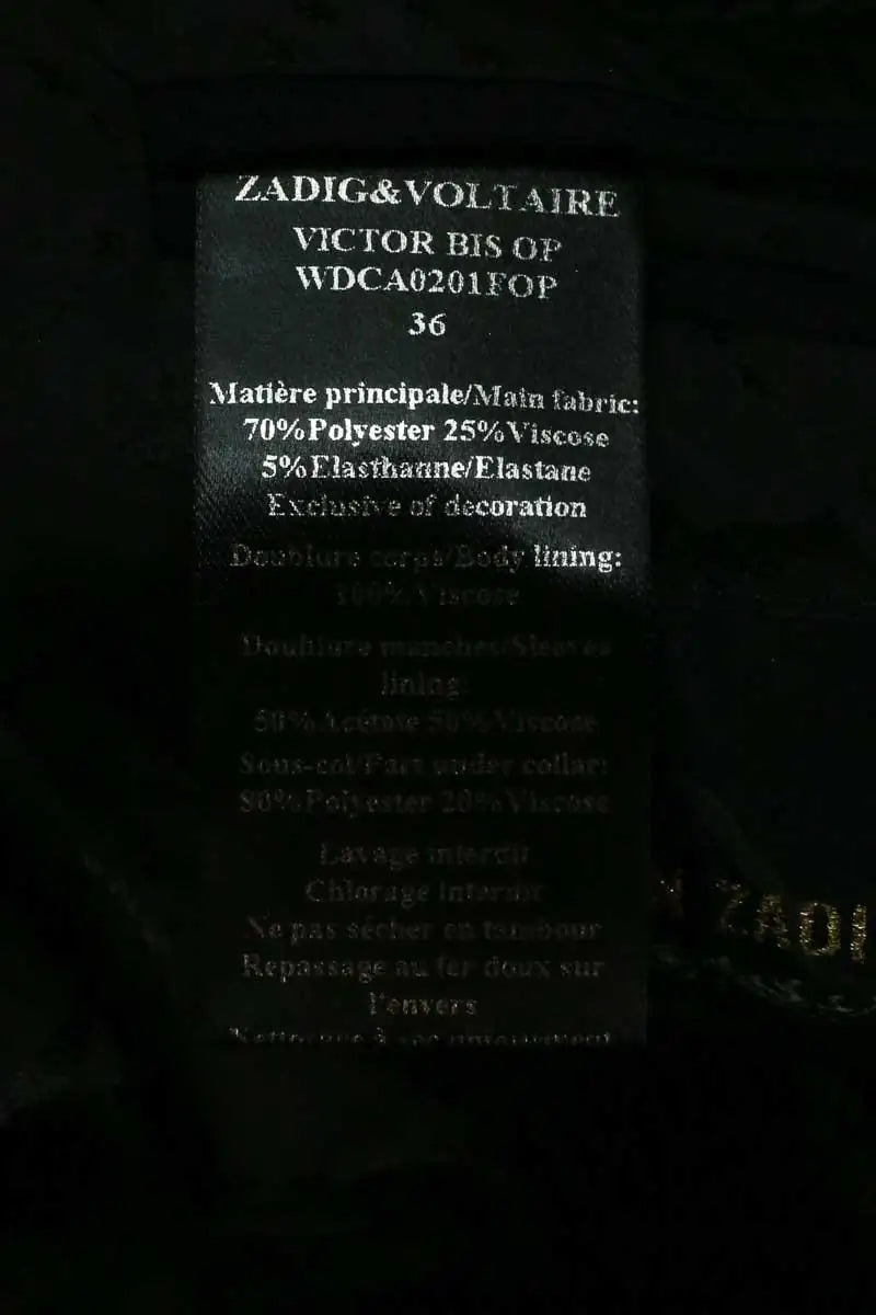 Blazer Zadig & Voltaire Noir en Synthétique