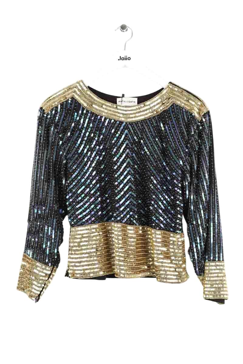 Blouse Antik Batik Bleu en Paillettes, taille M - Seconde Main