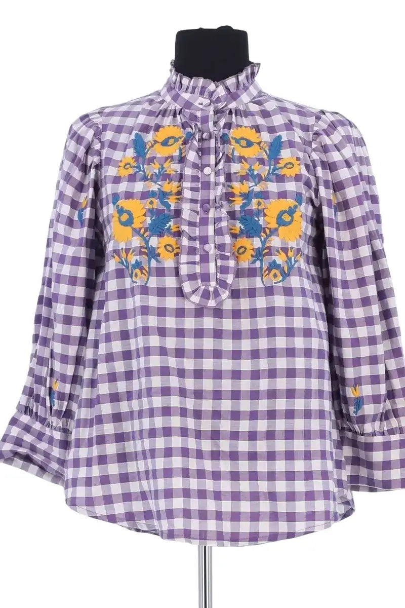 Blouse Antik Batik Violet en Coton, taille L - Seconde Main