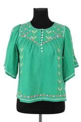Blouse Ba&Sh Vert en Coton, taille XS - Seconde Main