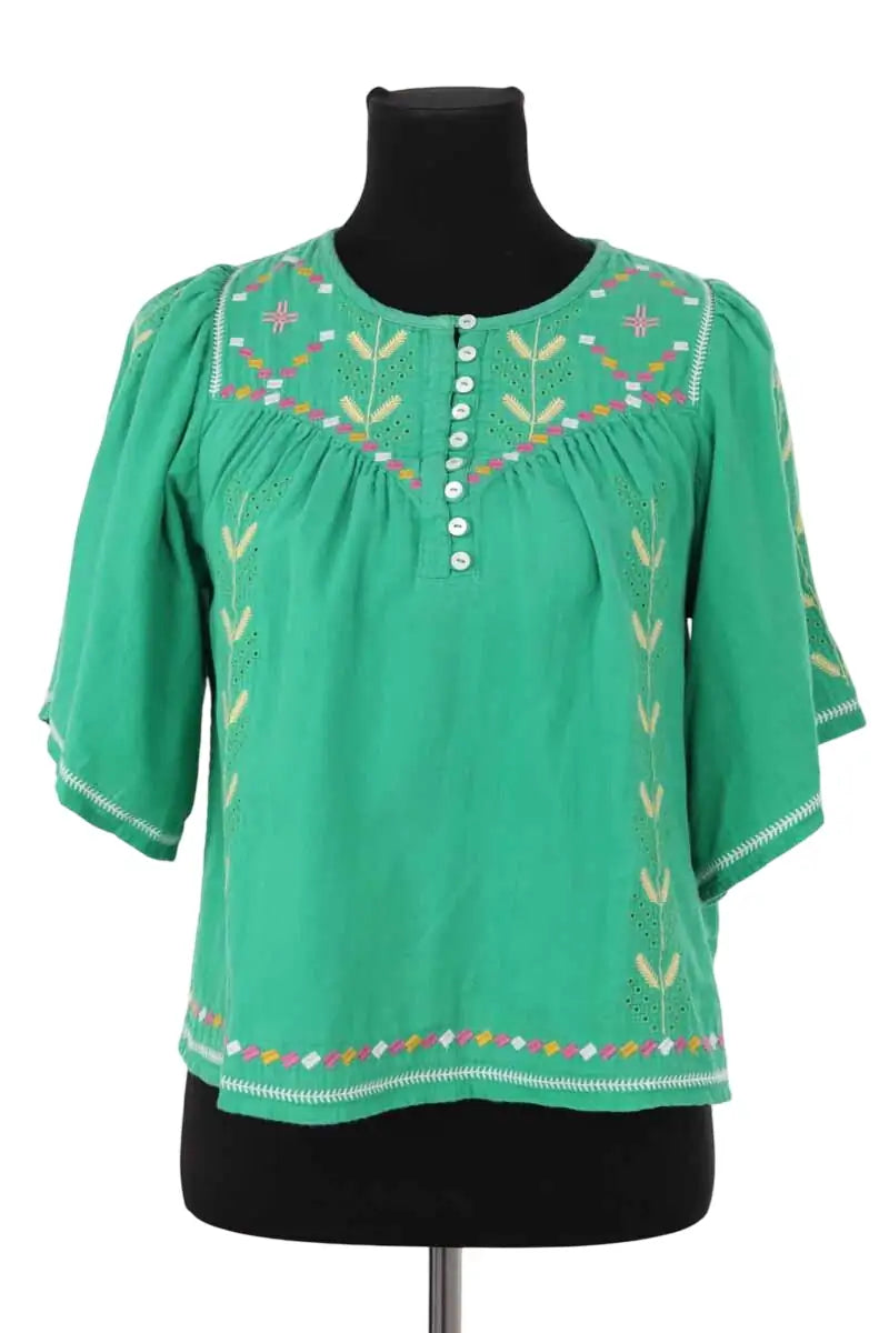 Blouse Ba&Sh Vert en Coton, taille XS - Seconde Main