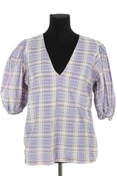 Blouse Ganni Violet en Coton, taille M - Seconde Main