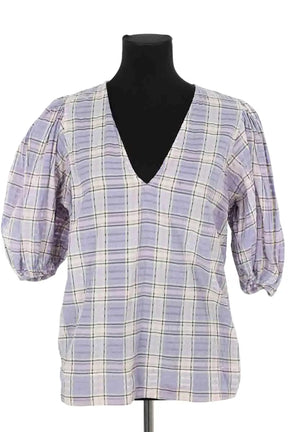 Blouse Ganni Violet en Coton, taille M - Seconde Main