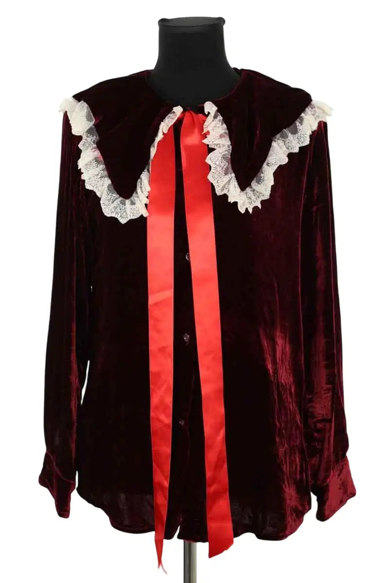 Blouse La Veste Bordeaux en Coton, taille L - Seconde Main