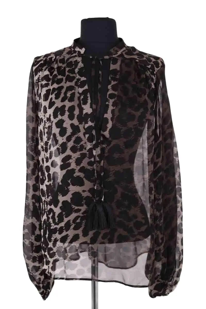 Blouse Oud Marron en Soie, taille S - Seconde Main