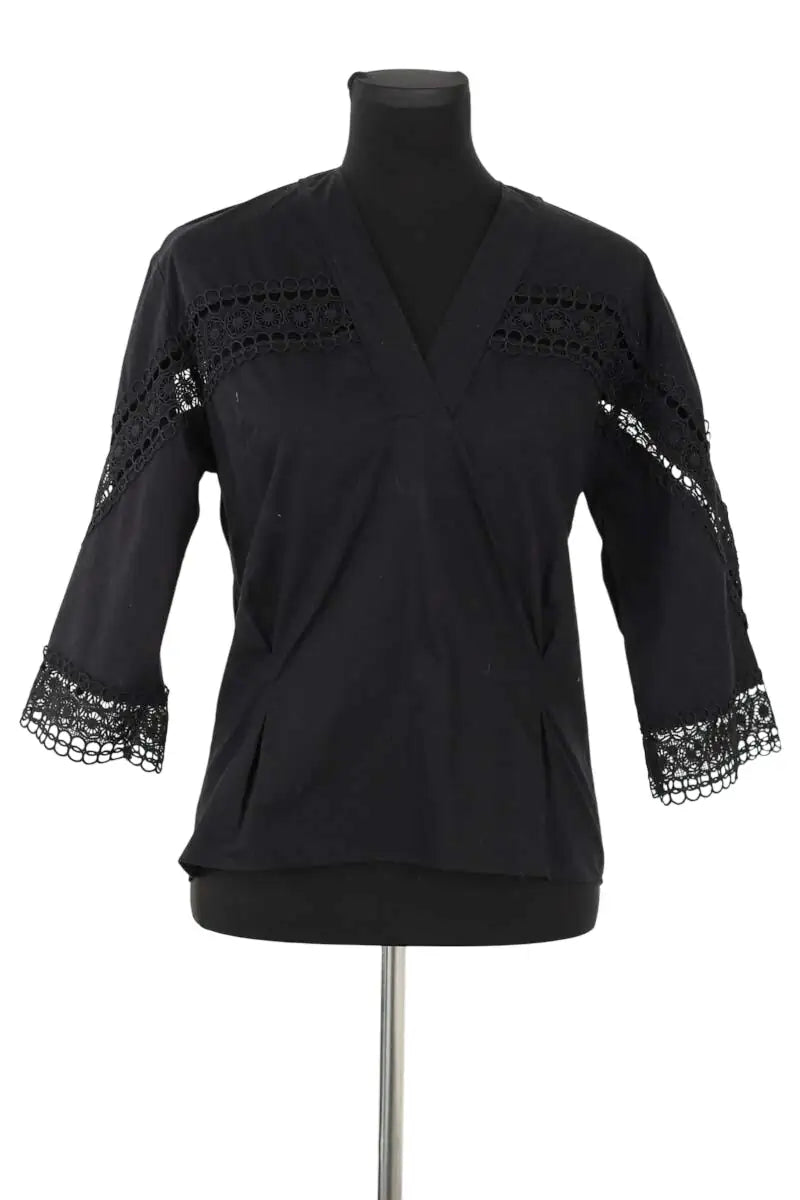 Blouse Sandro Noir en Coton, taille S - Seconde Main