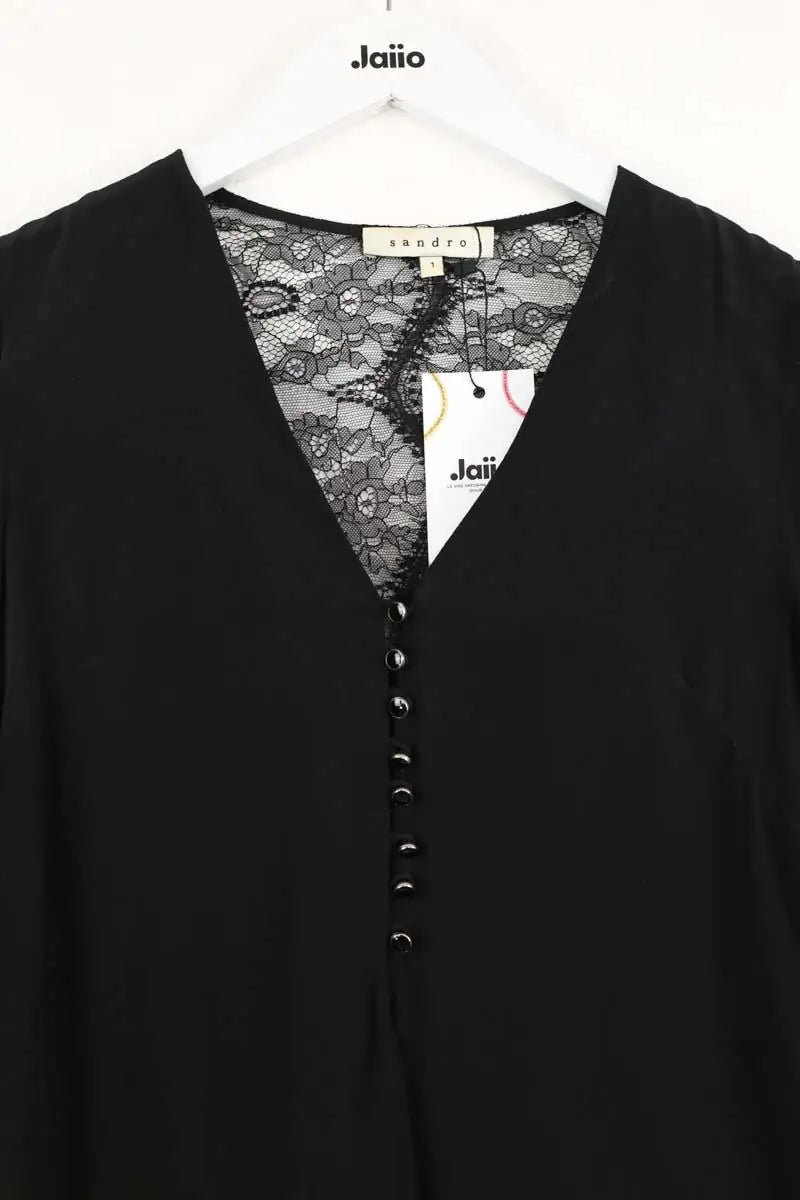 Blouse Sandro Noir en Soie