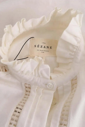 Blouse Sézane Marguerite Blanc en Coton