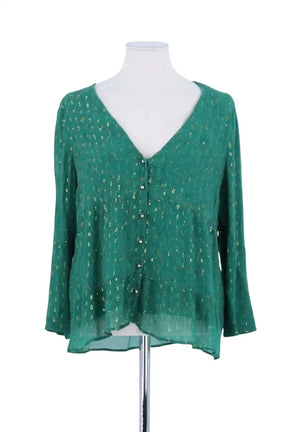 Blouse Sézane Vert en Soie, taille L - Seconde Main