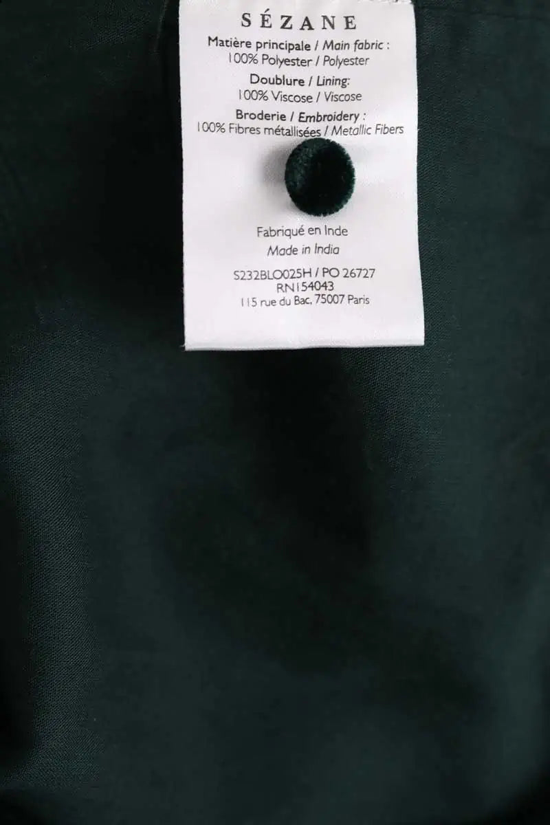 Blouse Sézane Vert en Velours