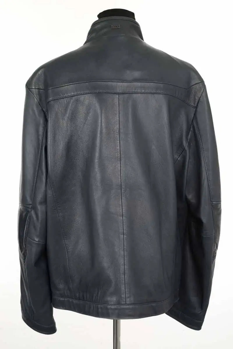Blouson Boss Bleu en Cuir