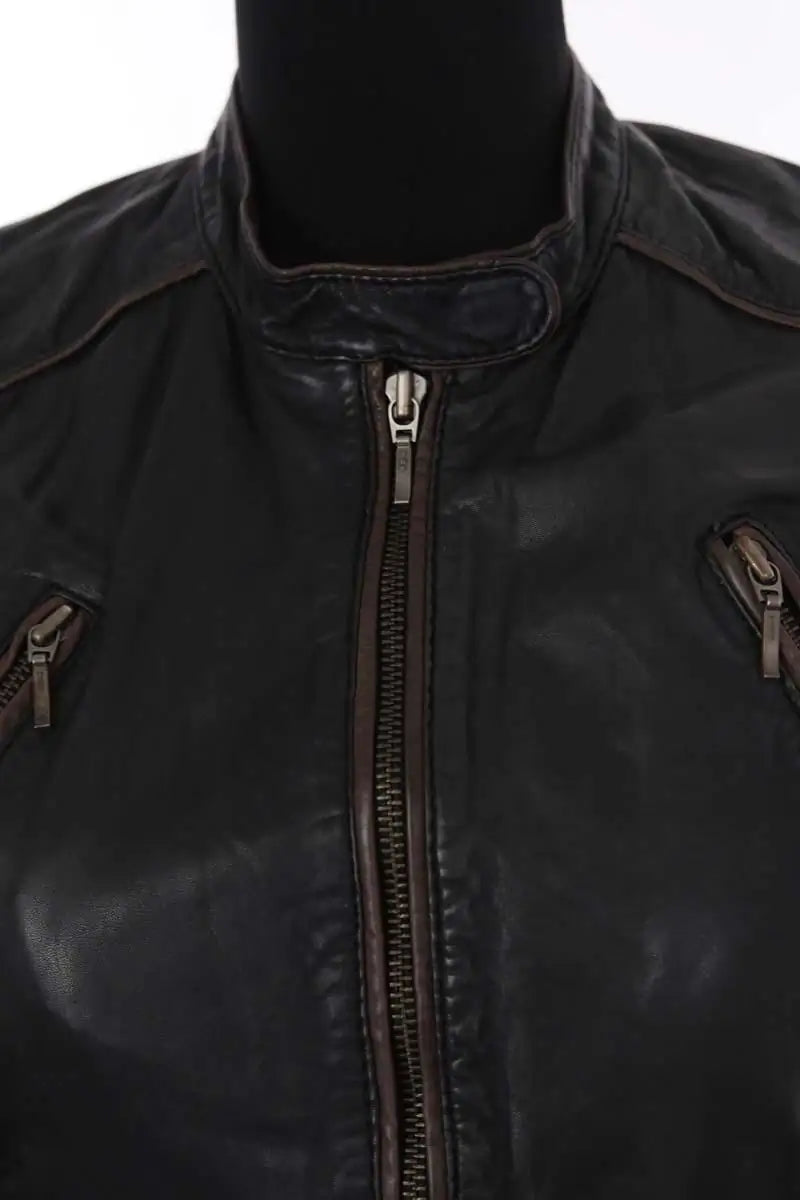 Blouson Maje Marron en Cuir