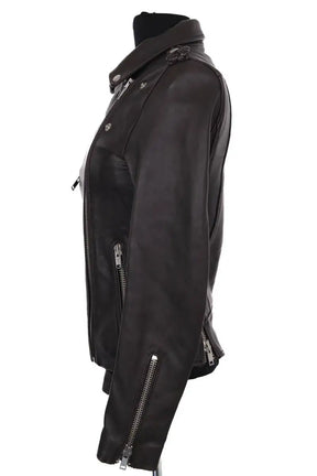Blouson Maje Marron en Cuir