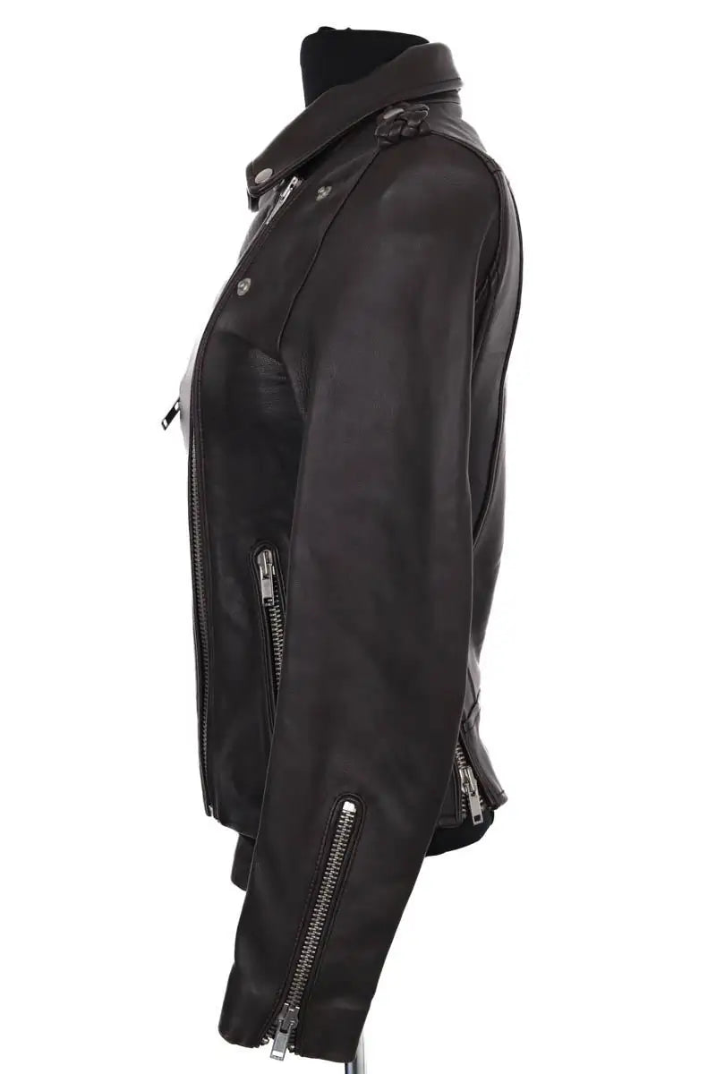 Blouson Maje Marron en Cuir