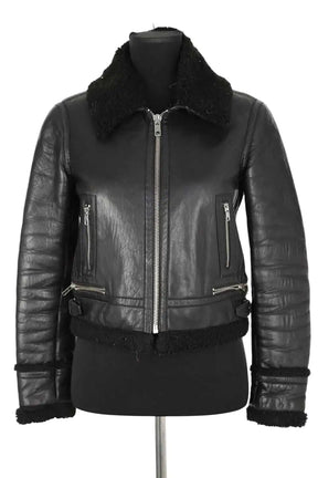Blouson Maje Noir en Cuir, taille S - Seconde Main