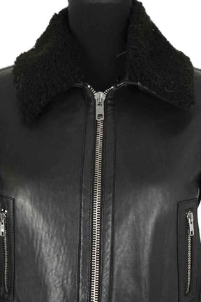 Blouson Maje Noir en Cuir