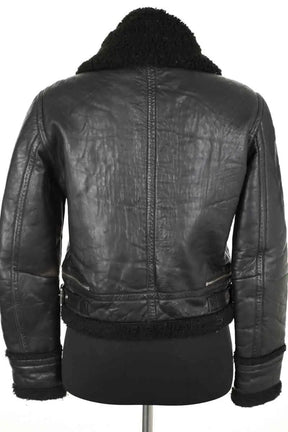 Blouson Maje Noir en Cuir