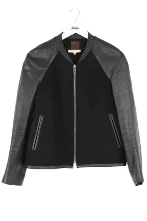 Blouson Sandro Noir en Cuir, taille M - Seconde Main