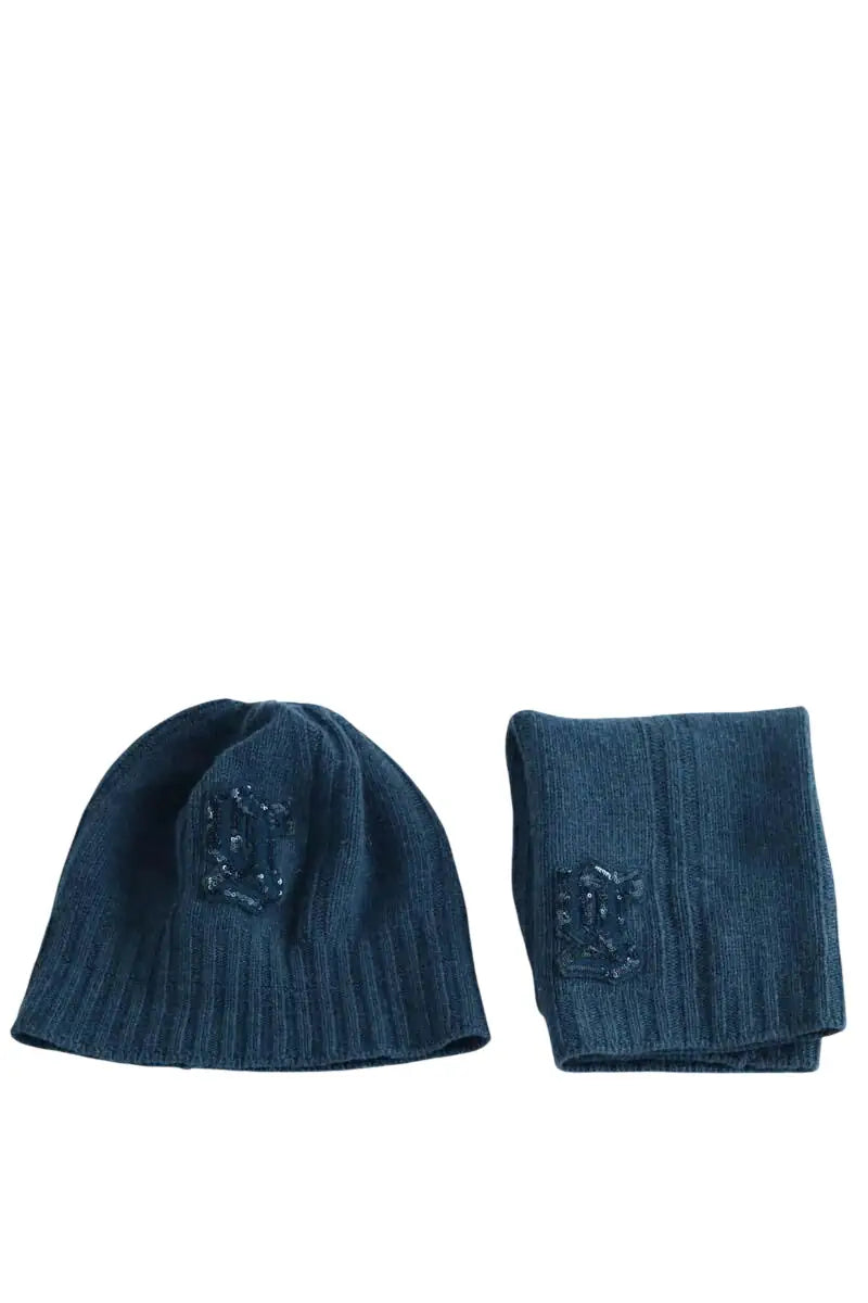 Bonnet avec tour de cou Galliano Bleu en Viscose, taille S - Seconde Main