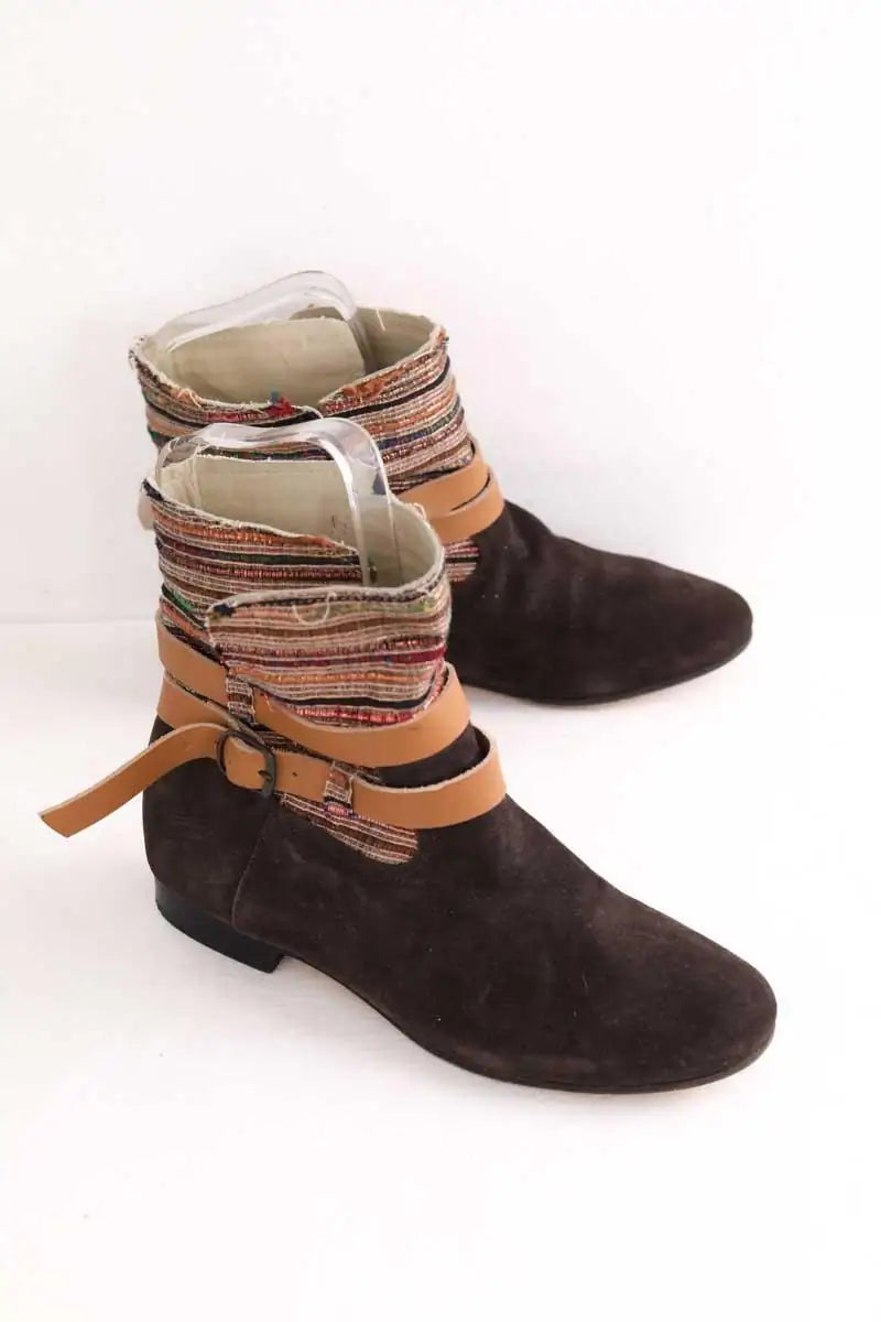 Boots à boucles Anniel Marron en Daim