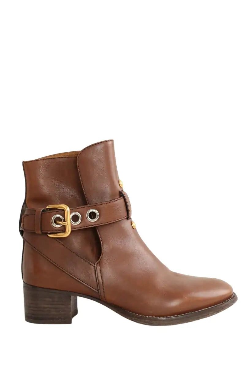 Boots à boucles Chloé Marron en Cuir, taille 36 - Seconde Main