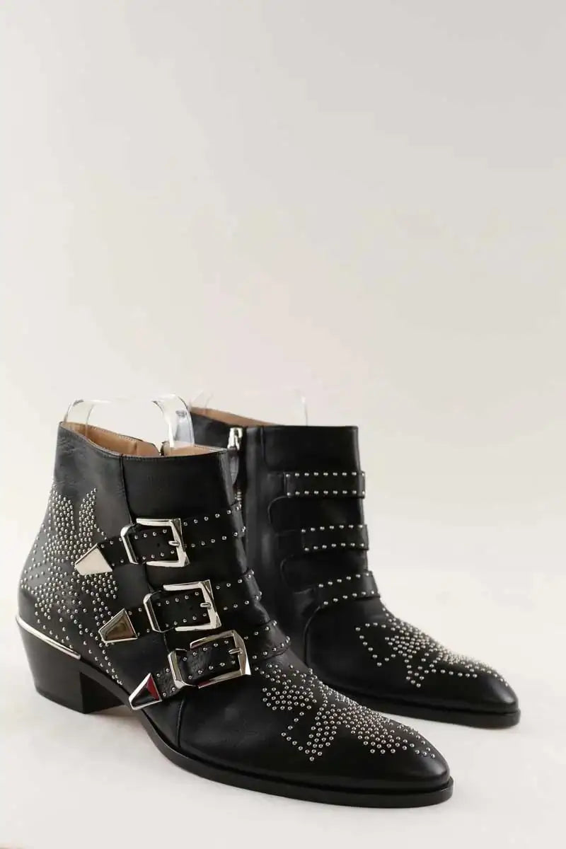 Boots à boucles Chloé Susanna Noir en Cuir