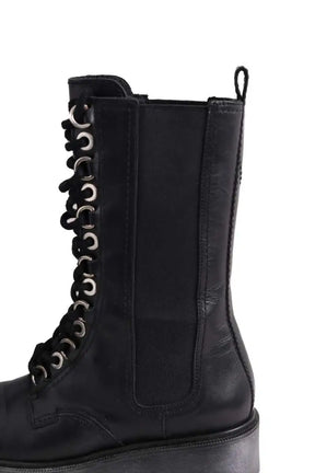 Boots à boucles Maje Noir en Cuir
