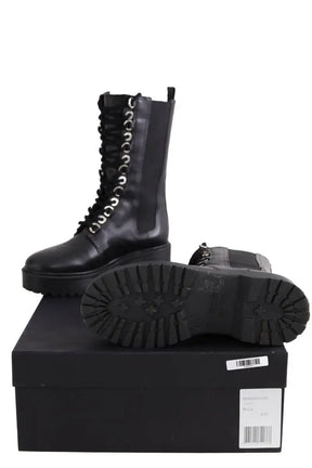 Boots à boucles Maje Noir en Cuir