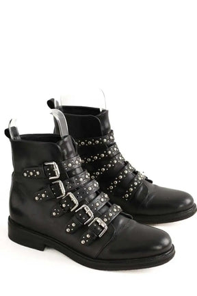 Boots à boucles The Kooples Noir en Cuir