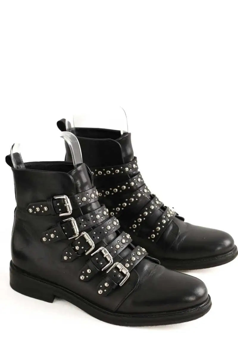 Boots à boucles The Kooples Noir en Cuir