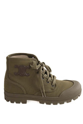 Boots à lacets Celine Kaki en Tissu, taille 38 - Seconde Main