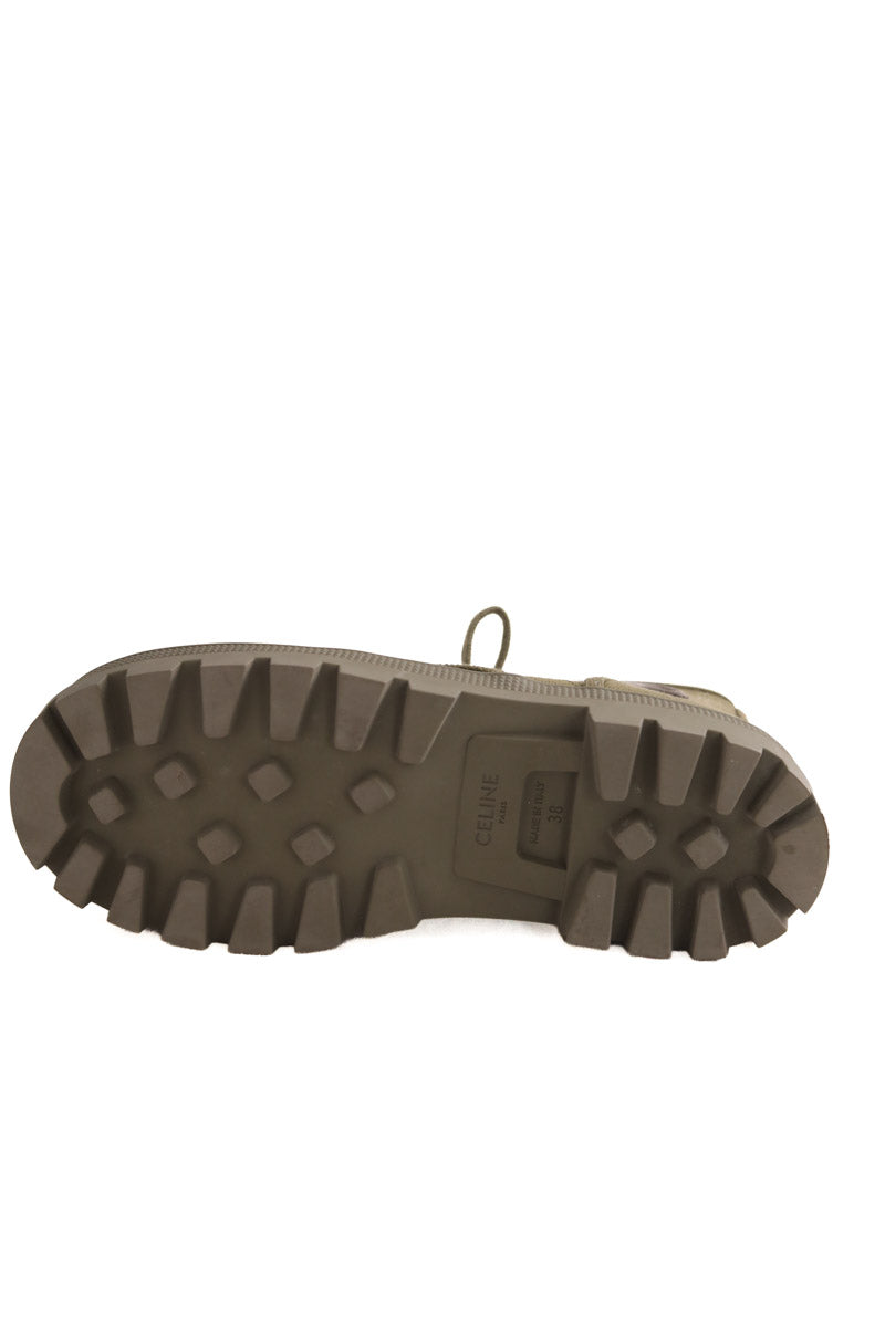 Boots à lacets Celine Kaki en Tissu