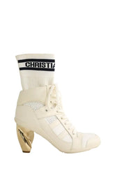 Boots à lacets Dior Blanc en Cuir, taille 37 - Seconde Main