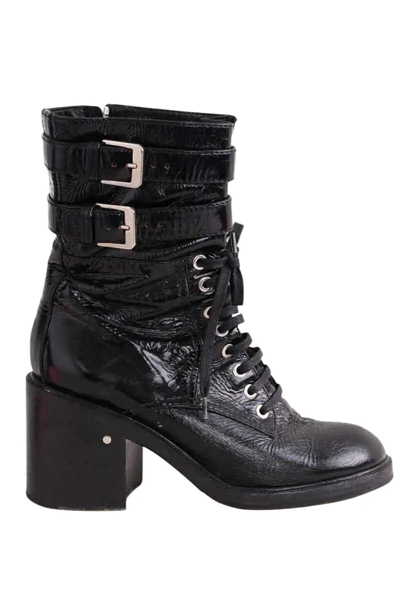 Boots à lacets Laurence Dacade Noir en Cuir, taille 36 - Seconde Main