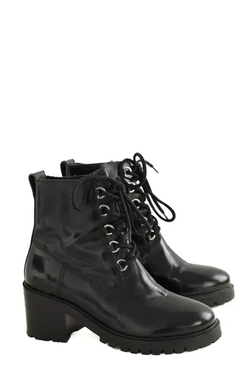 Boots à lacets Maje Noir en Cuir