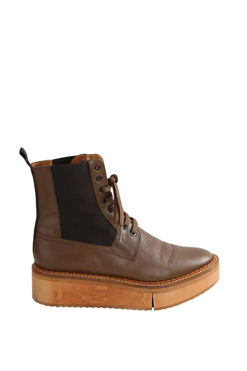 Boots à lacets Robert Clergerie Marron en Cuir, taille 37 - Seconde Main