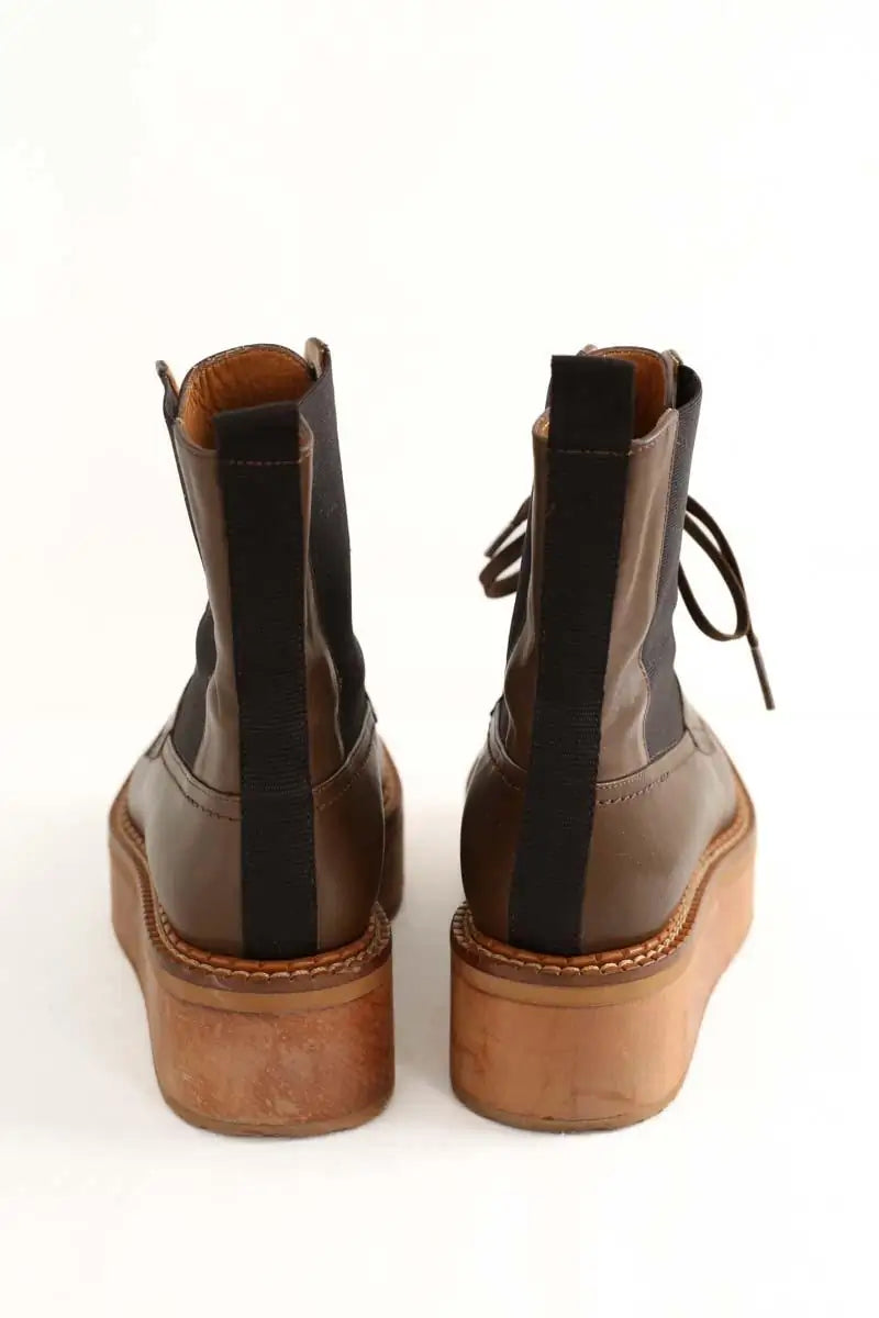 Boots à lacets Robert Clergerie Marron en Cuir