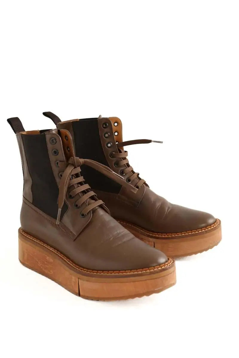 Boots à lacets Robert Clergerie Marron en Cuir